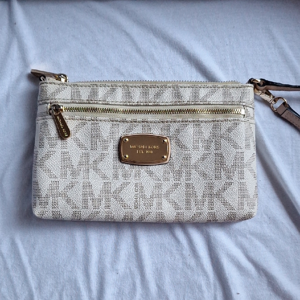 Michael Kors Beige Monogram Wristlet